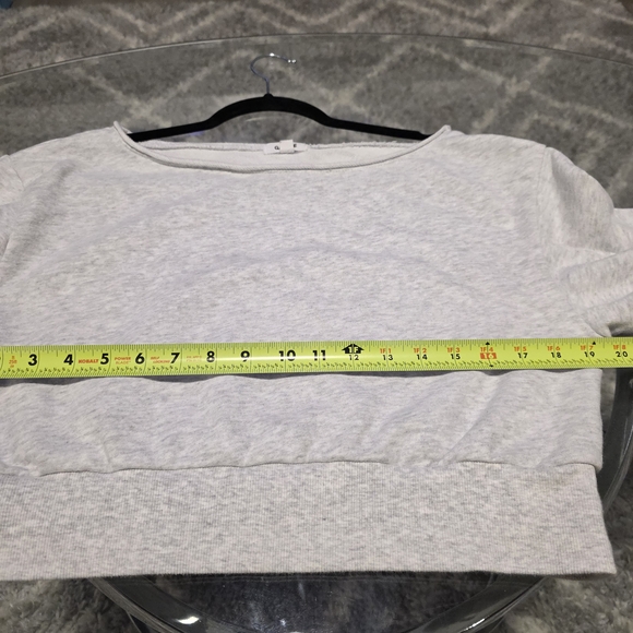 Garage Light Gray Cropped Off Shoulder Sweatshirt - Picture 4 of 6